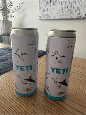 Yeti Light Lavender Stainless Canister with Teal Logo and Nautical Print